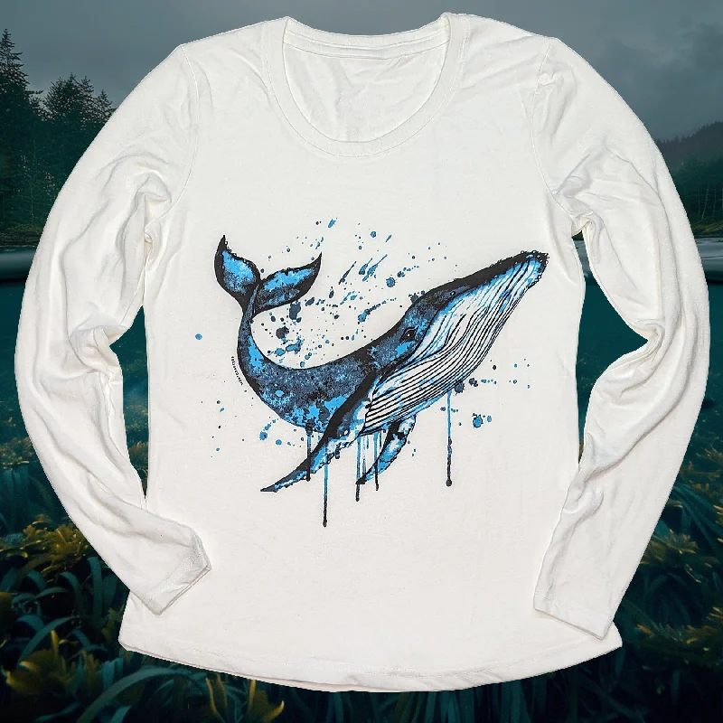 Women's Water Colour Whale Long Sleeve T-shirt