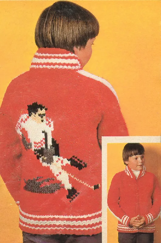 Children's Cardigan - Hockey Player Pattern