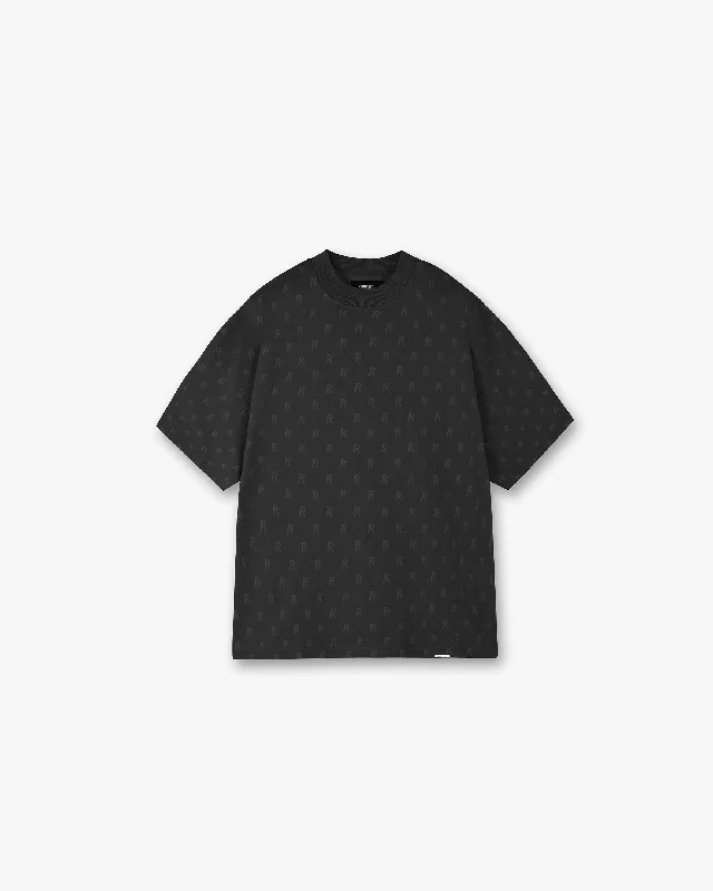 Intarsia Initial T-Shirt - Off Black