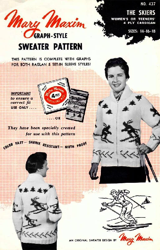 Ladies' or Youth's Cardigan - Skier Pattern