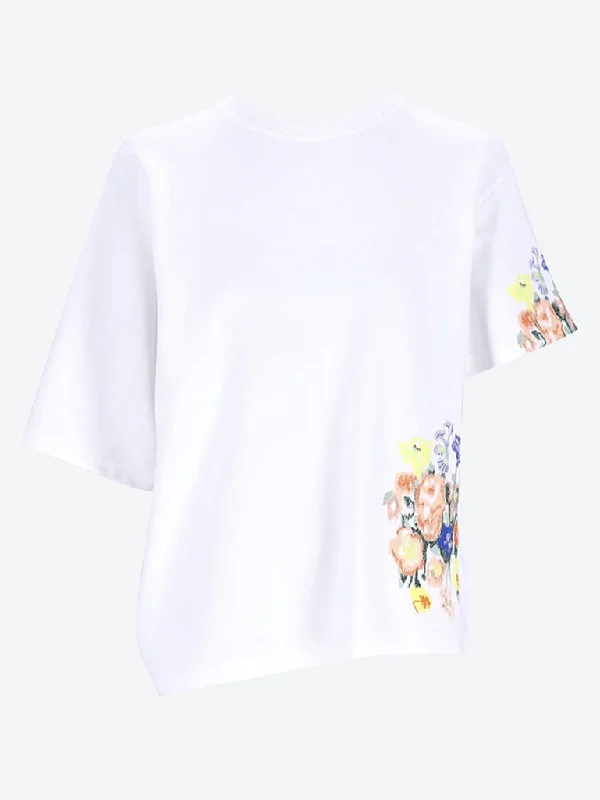 Embroidered draped t-shirt