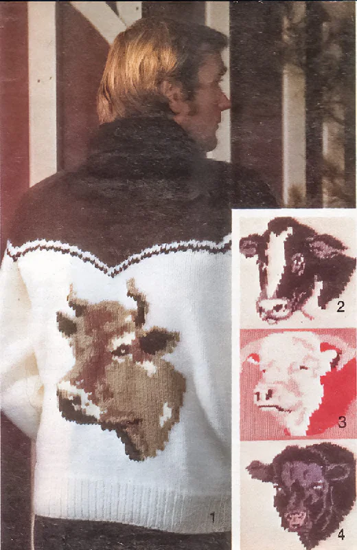 Men's or Ladies' Cow Cardigan Pattern