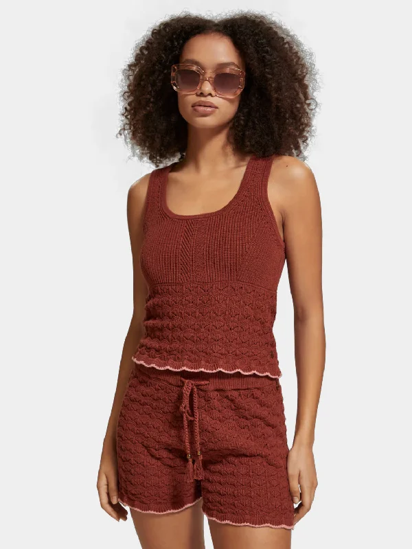 Pointelle knit tank top