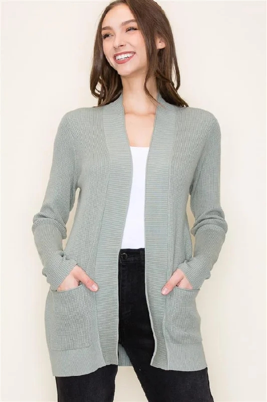 Sage Waffle Knit Cardigan