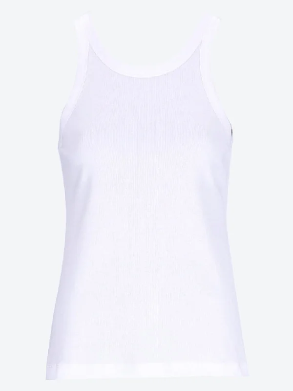 Curved rib tank top white