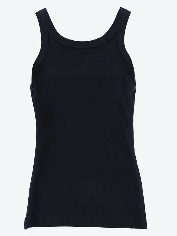 Curved rib tank top black