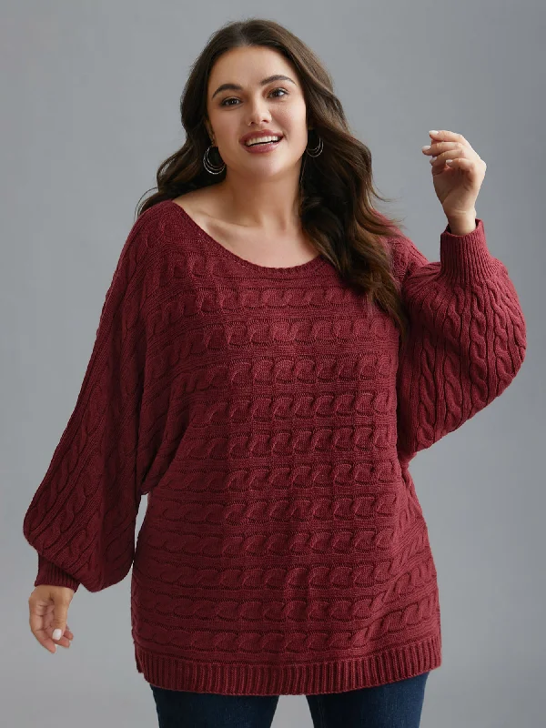 Cable Knit Dolman Sleeve Pullover