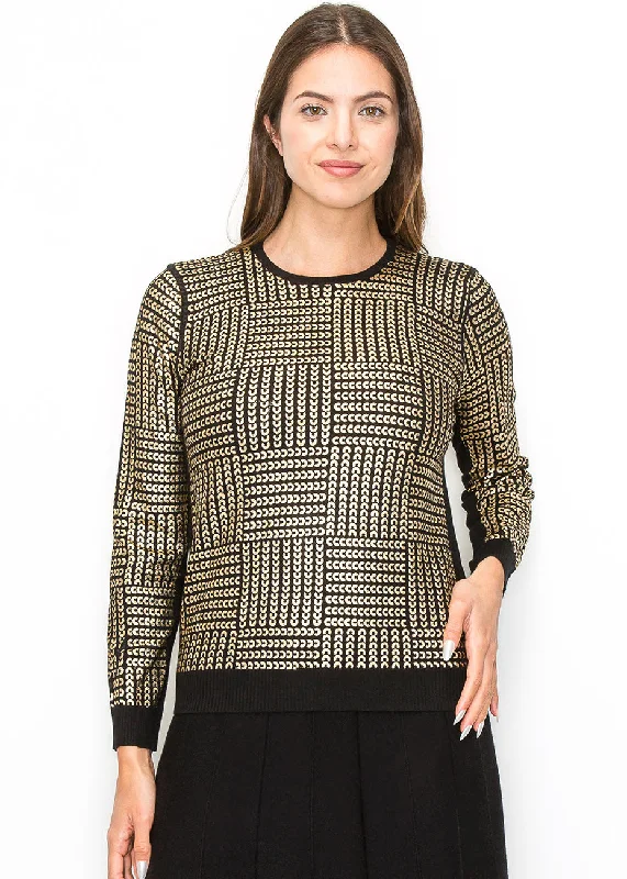 Golden Geo Knit Pullover