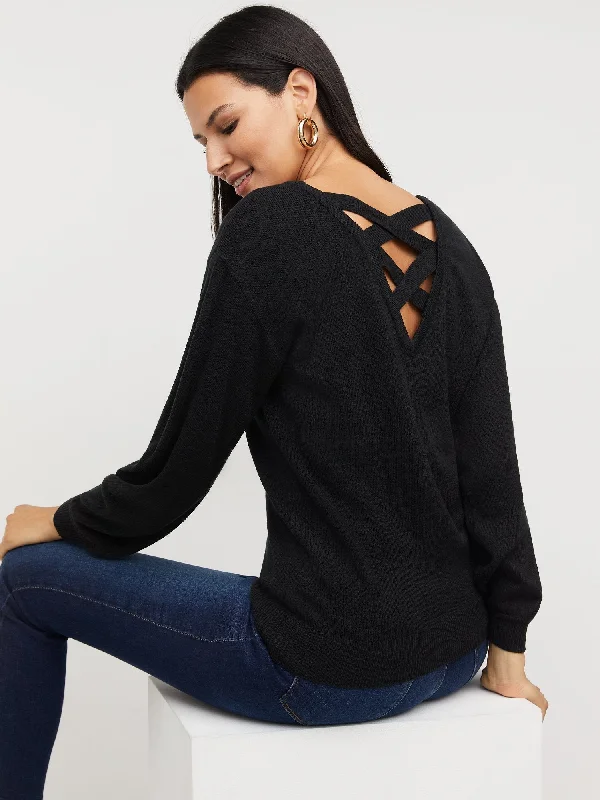 Lace-Back Pullover Sweater