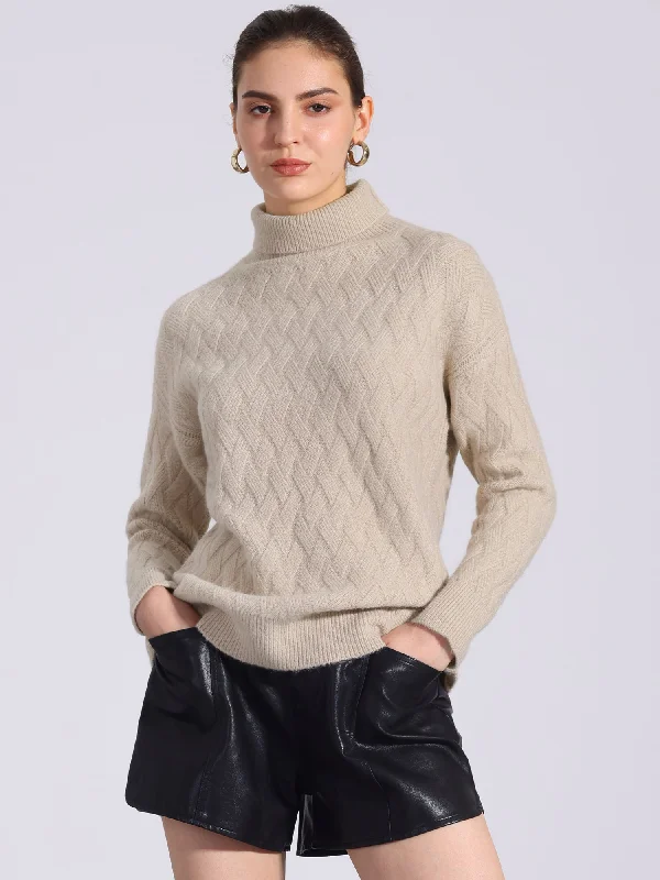 Turtle Neck Long Sleeve Ribbed Stretch Winter Pullover Sweater