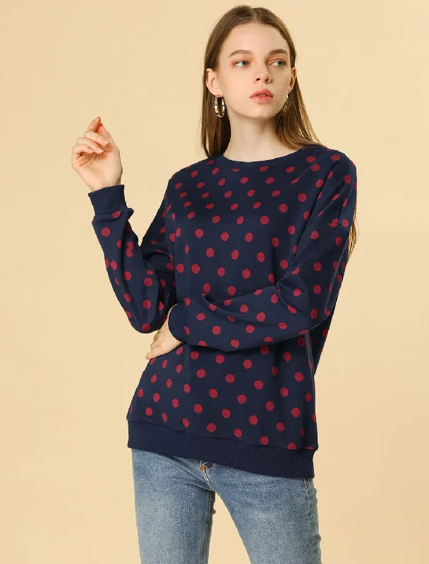 Winter Knitted Pullover Sweatshirt Long Sleeve Polka Dot Sweater