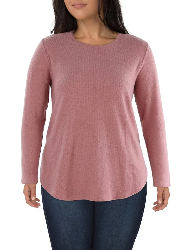 Plus Womens Knit Crew Neck Pullover Sweater