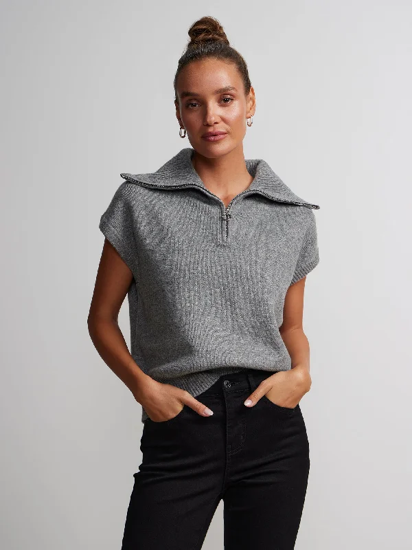 Quarter Zip Heathered Pullover