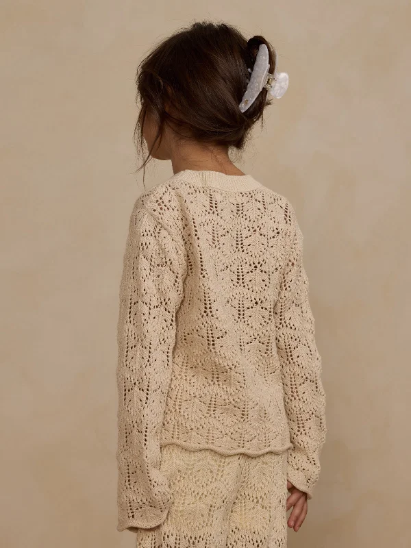 Rylee & Cru Crochet Knit Pullover, Natural