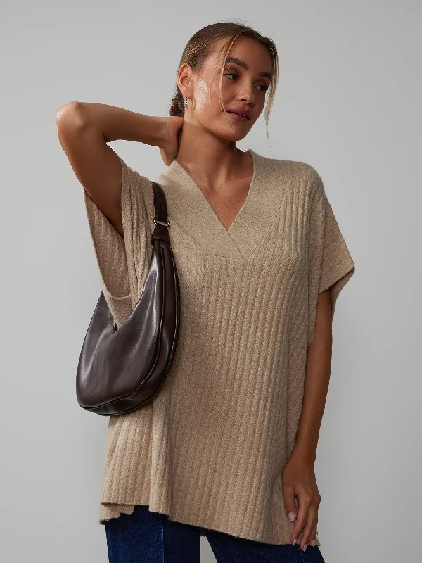 Short Sleeve Boxy Fit V-Neck Pullover