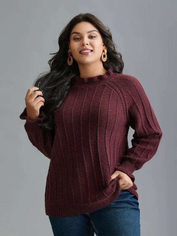 Supersoft Essentials Ruffles Neck Raglan Sleeve Pullover