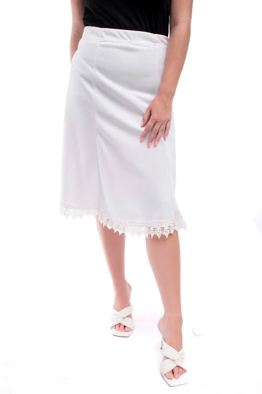 Ladies Lace Trim White Skirt