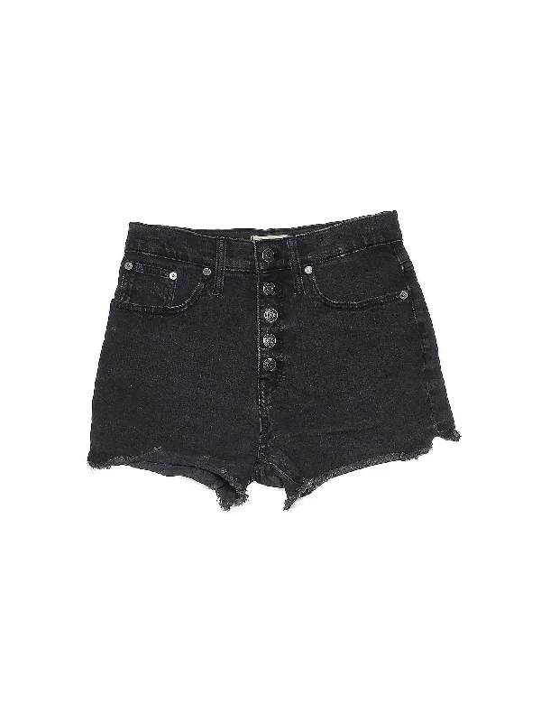 Mid-Rise Denim Shorts in Dark Wash