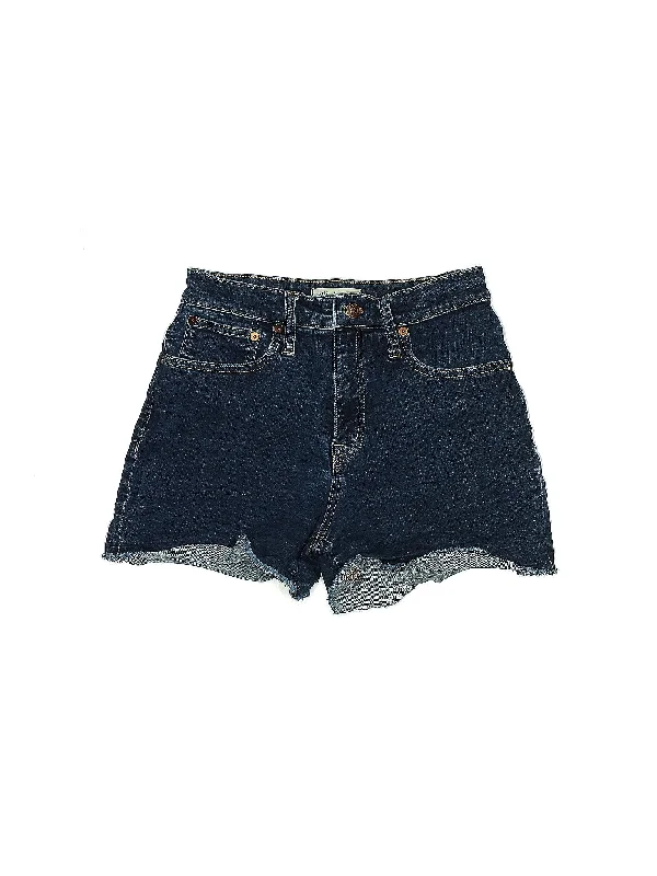 Mid-Rise Denim Shorts in Dark Wash