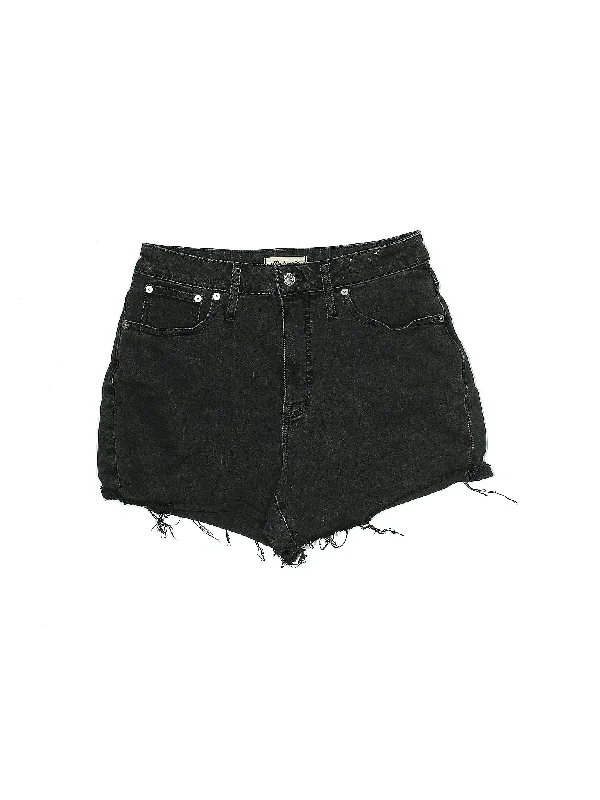 Mid-Rise Denim Shorts in Dark Wash