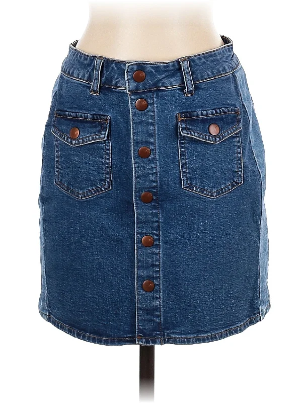 Mid-Rise Denim Skirt