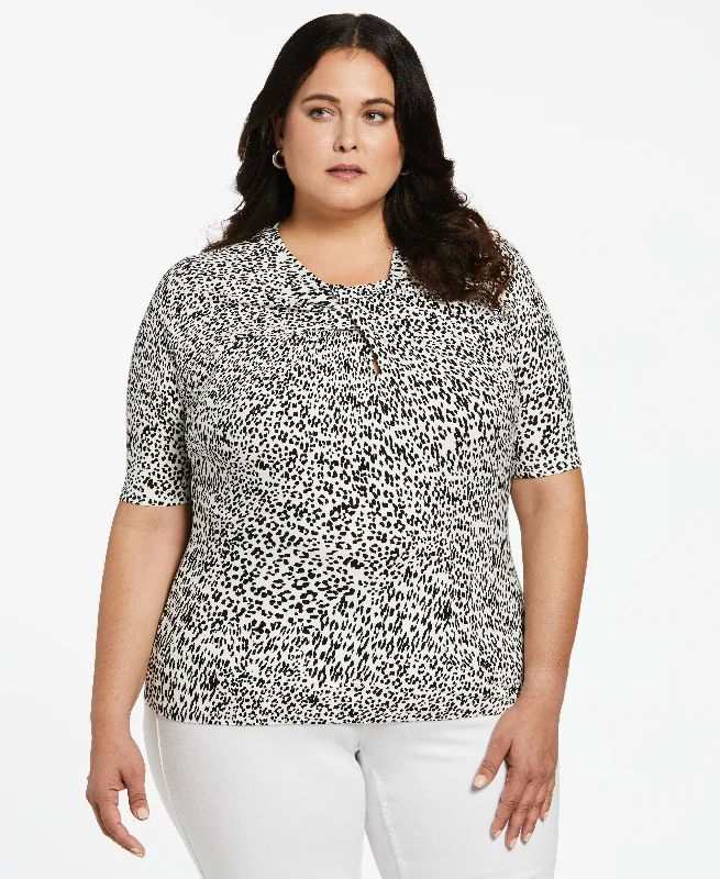 Plus Size Twist Neckline Cut Out Top