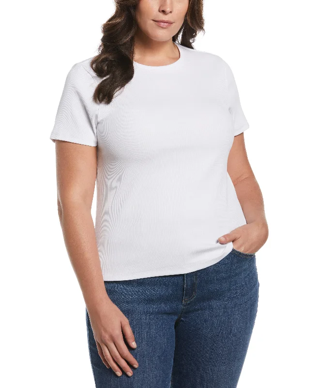 Plus Size Ribbed Crew Neck Tee