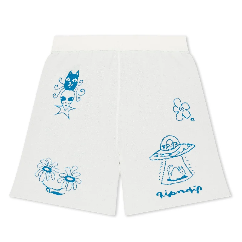 Blonded Knit Reversible Womens Shorts (Off White)