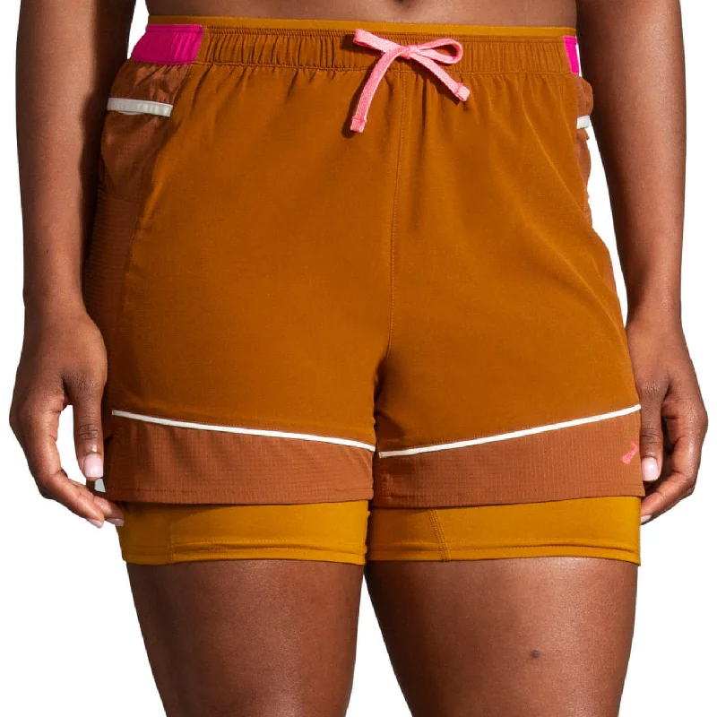 Brooks 3 Inch High Point 2 In 1 Womens Running Shorts - Brown