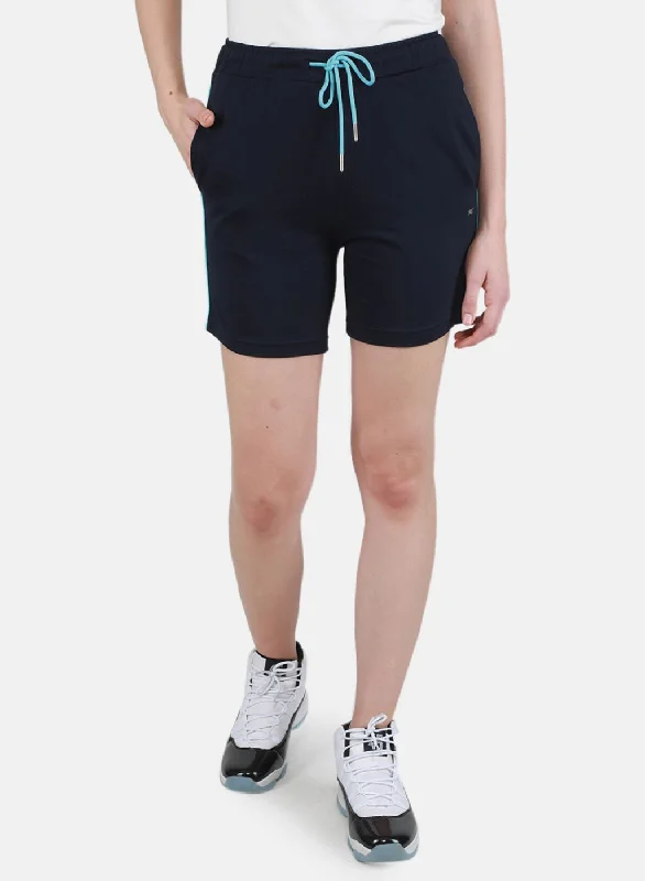 Women NAvy Blue Solid Short