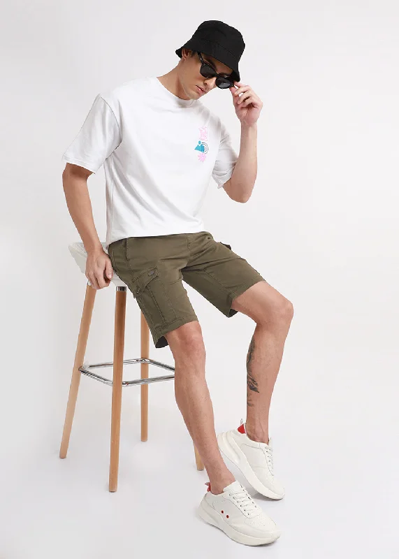 Moss Green Cotton Cargo Shorts