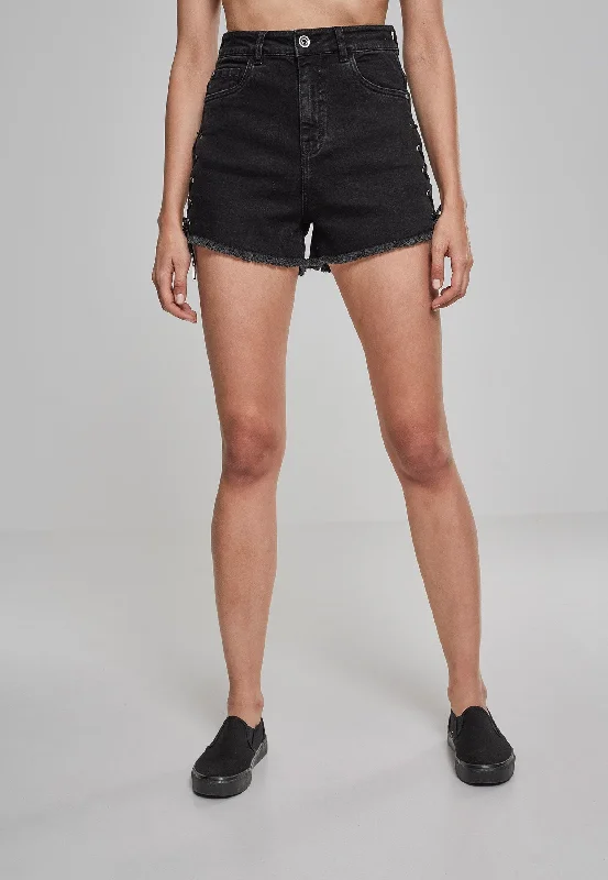 Urban Classics - Highwaist Lace Up Black Washed - Shorts