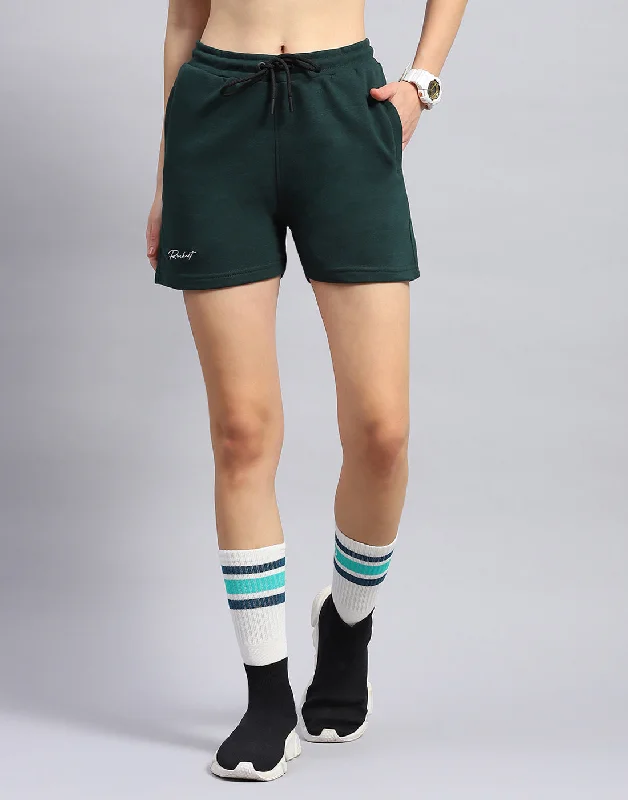 Women Teal Blue Solid Regular Fit Short