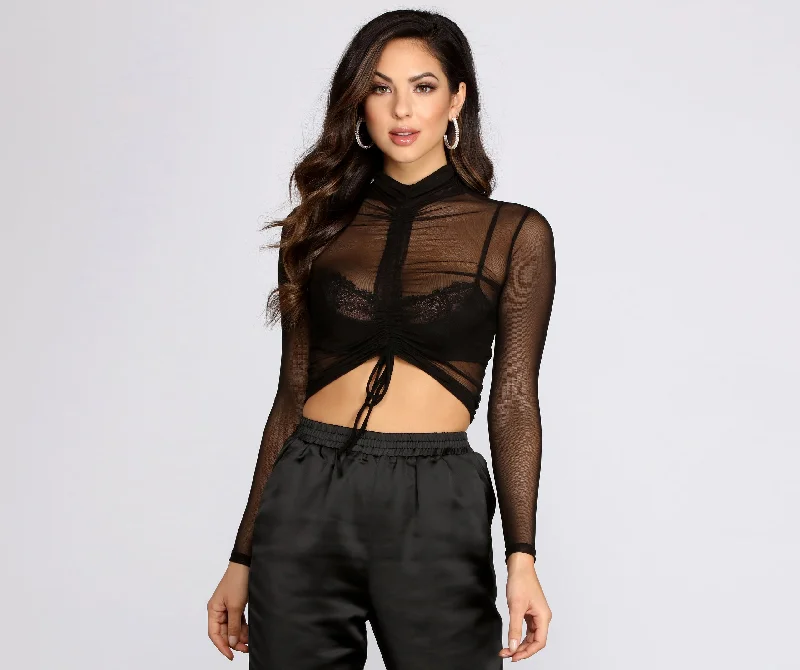 Draw Me Closer Mesh Crop Top