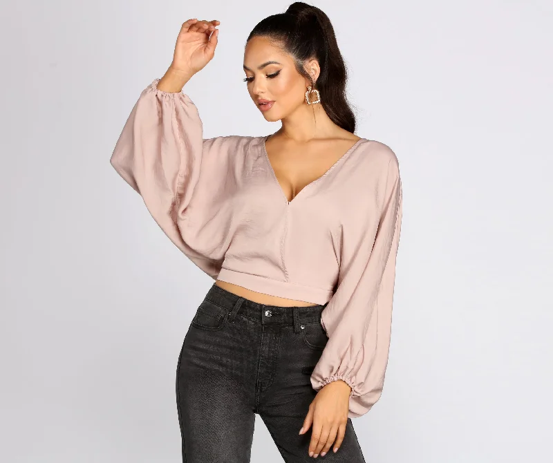 Go With The Flow Surplice Crop Top