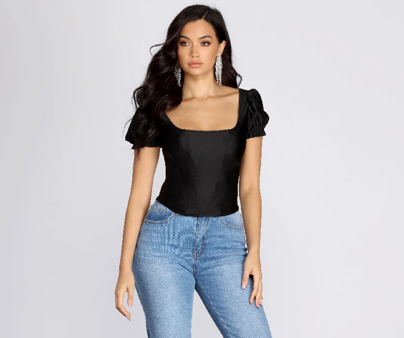 Play On Puff Sleeve Corset Top