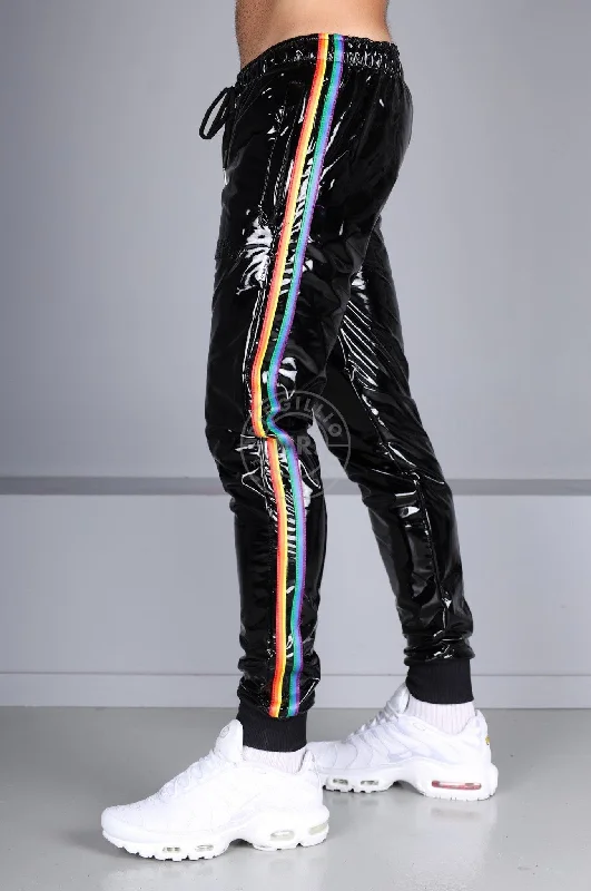 Black PVC Tracksuit Pants - PROUD