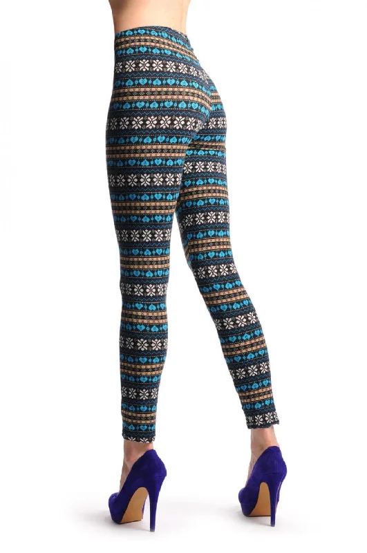 Blue Yellow & Black Aztec Jacquard Knit Print