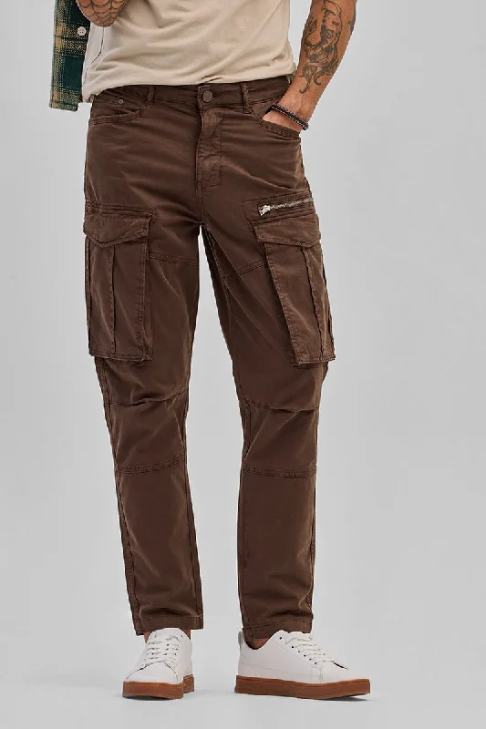 Brown Relaxed Fit Cargo Pants