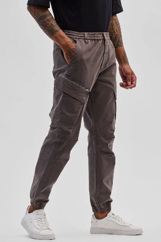 Brown Slim Fit Cargo Pants