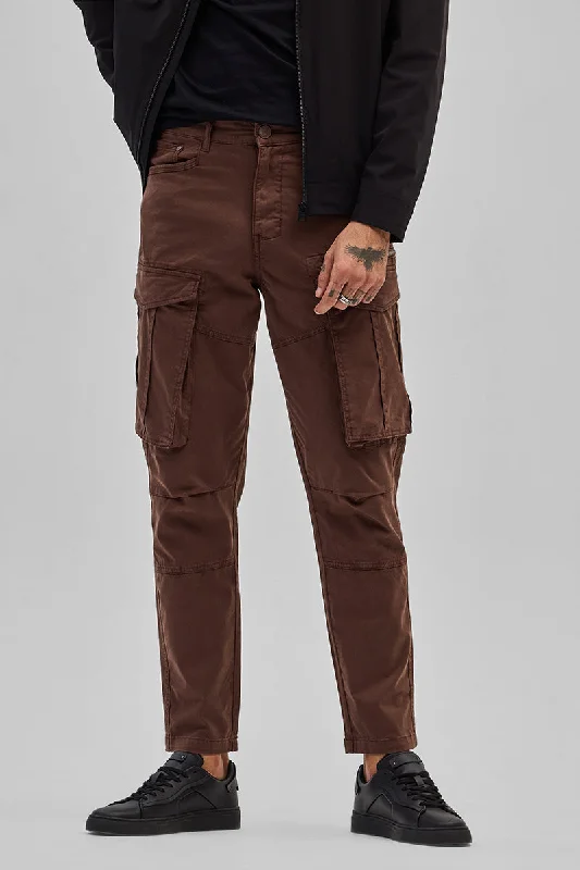 Copper Brown Relaxed Fit Cargo Pants