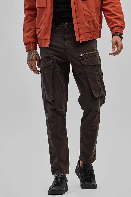 Dark Brown Relaxed Fit Cargo Pants