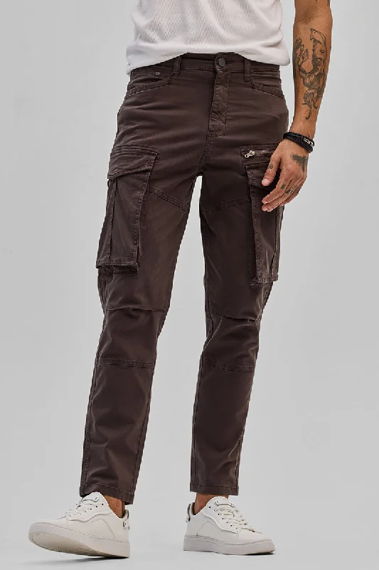 Dark Brown Relaxed Fit Cargo Pants