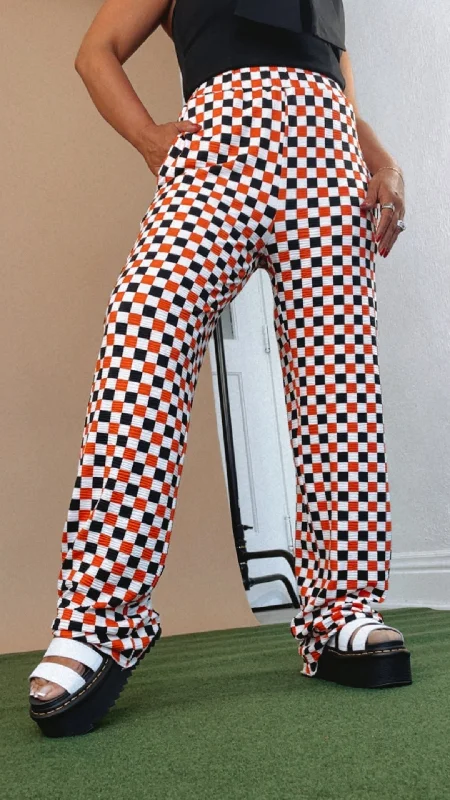 ECB Exclusive : Kickin' It Checkered Pant, Orange/Black