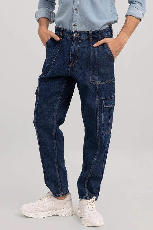 Hip Hop Blue Baggy Cargo Jeans