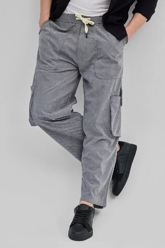 Light Grey Baggy Fit Cargo Pants