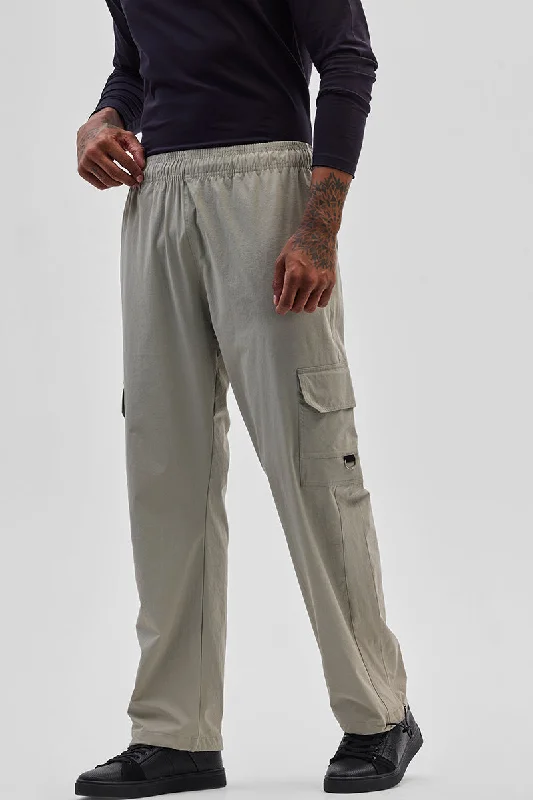 Light Grey Relaxed Fit Parachute Pants