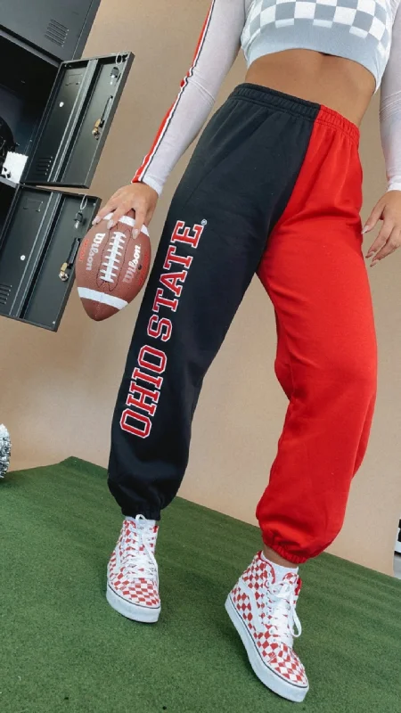 Ohio Two Toned Sweatpants, Red/Black