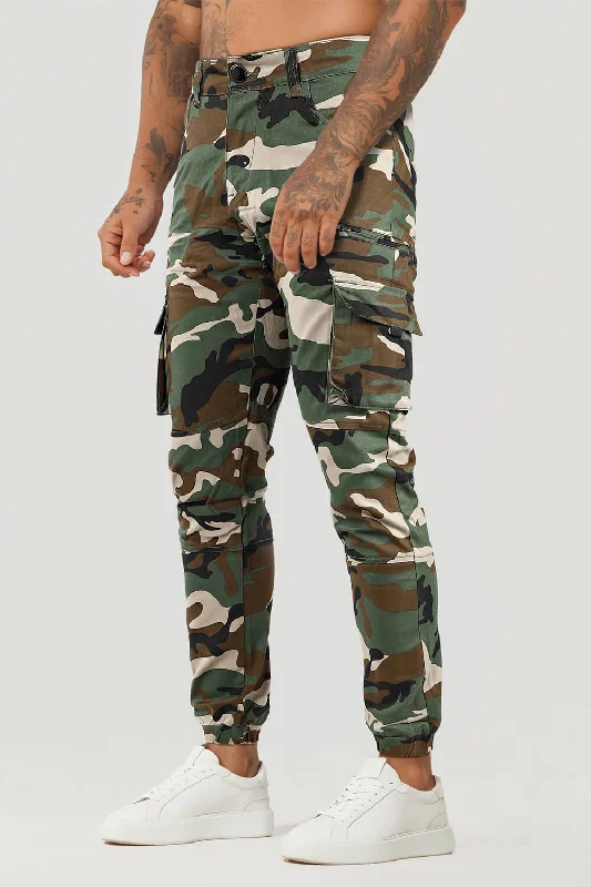 Match Men's Camouflage Wild Cargo Pant - Dark Green