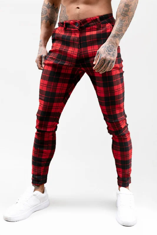 Men's Fashion Skinny Pant - Red & Black